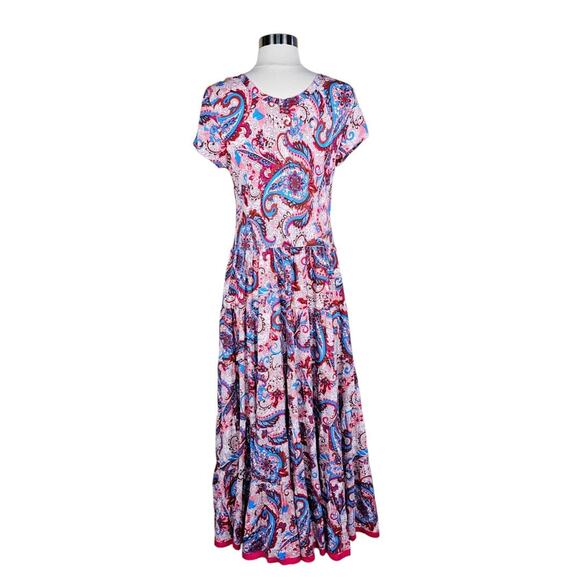 NEW Soft Surroundings Kara Flowy Jersey Midi Dress Framboise Paisley Size S - Picture 4 of 8